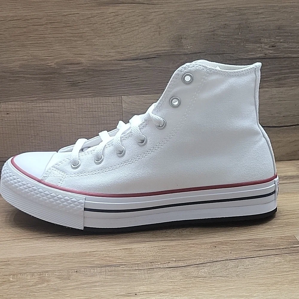 Converse White Sneakers with Blue Star Logo